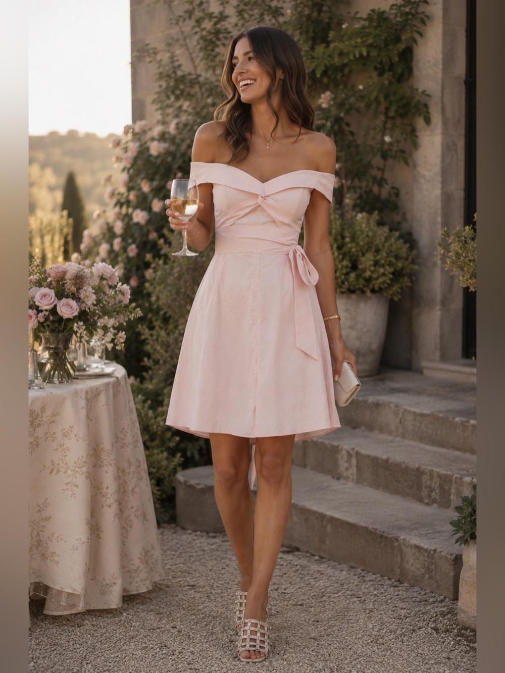 NWT ASTR The Label Brittany Off-the-Shoulder Dress Pink Size Small